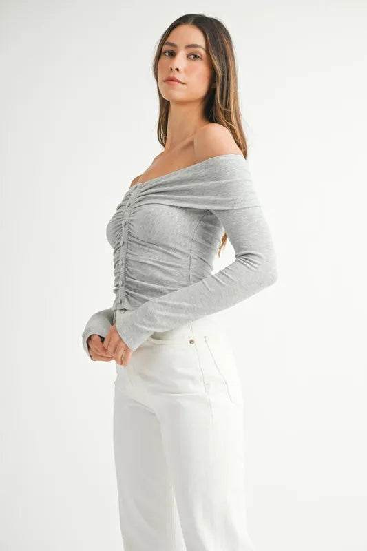 MABLE Off-Shoulder Long Sleeve T-Shirt - Shop Style & More | Fresh Looks, Everyday Deals & Free Shipping