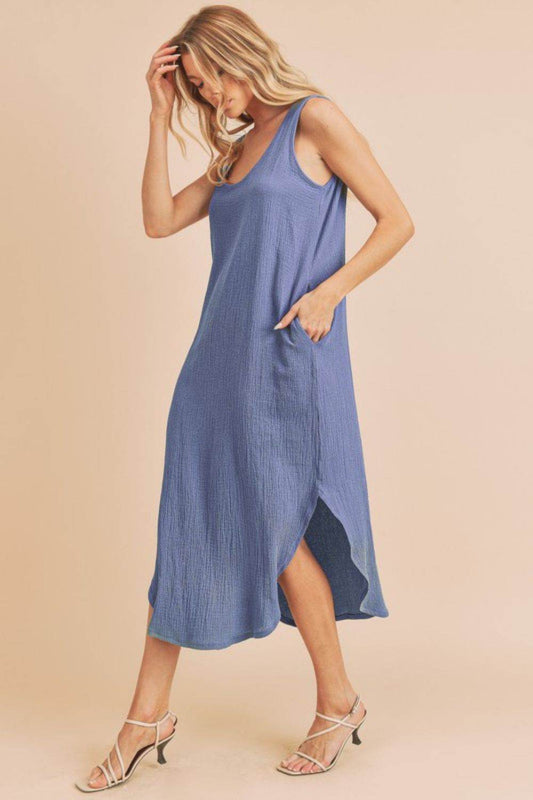 Aemi + Co Round Neck Midi Tank Dress with Pockets - Shop Style & More | Fresh Looks, Everyday Deals & Free Shipping
