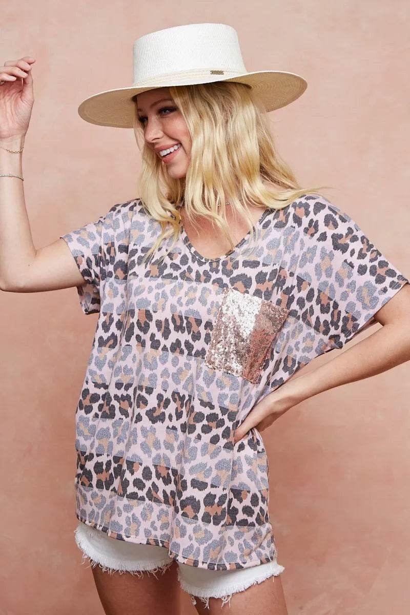 BiBi Leopard Stripe Printed Jersey T-Shirt - Shop Style & More | Fresh Looks, Everyday Deals & Free Shipping