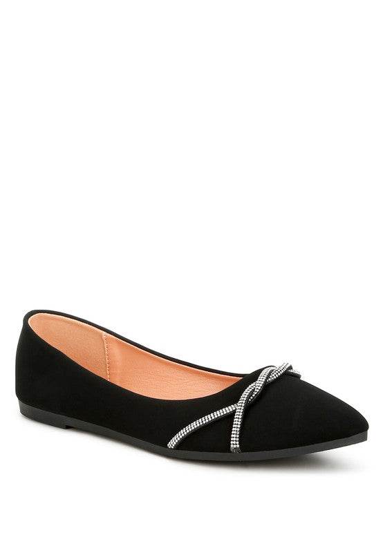 Playasu Rhinestone Faux Leather Ballerinas - Shop Style & More | Fresh Looks, Everyday Deals & Free Shipping