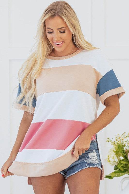 Kensley Patchwork Side Split Tunic Top - Shop Style & More | Fresh Looks, Everyday Deals & Free Shipping