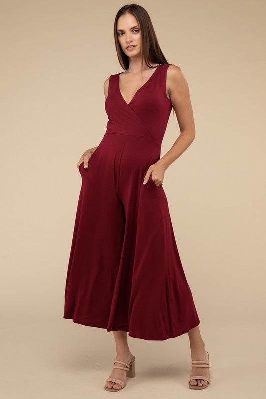 Surplice Neckline Sleeveless Jumpsuit - Shop Style & More | Fresh Looks, Everyday Deals & Free Shipping