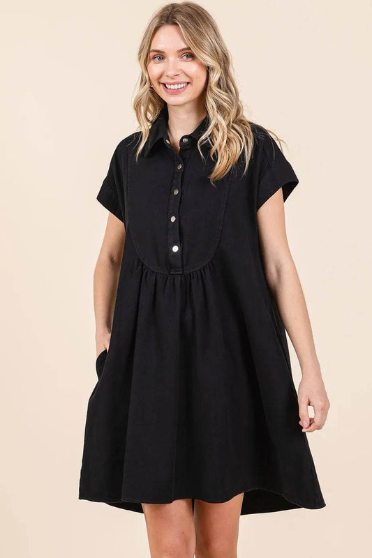 Mittoshop Twill Short Sleeve Collared Mini Dress - Shop Style & More | Fresh Looks, Everyday Deals & Free Shipping