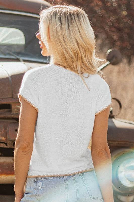 YEEHAW Stitch Edge Crew Neck Sweater Top - Shop Style & More | Fresh Looks, Everyday Deals & Free Shipping