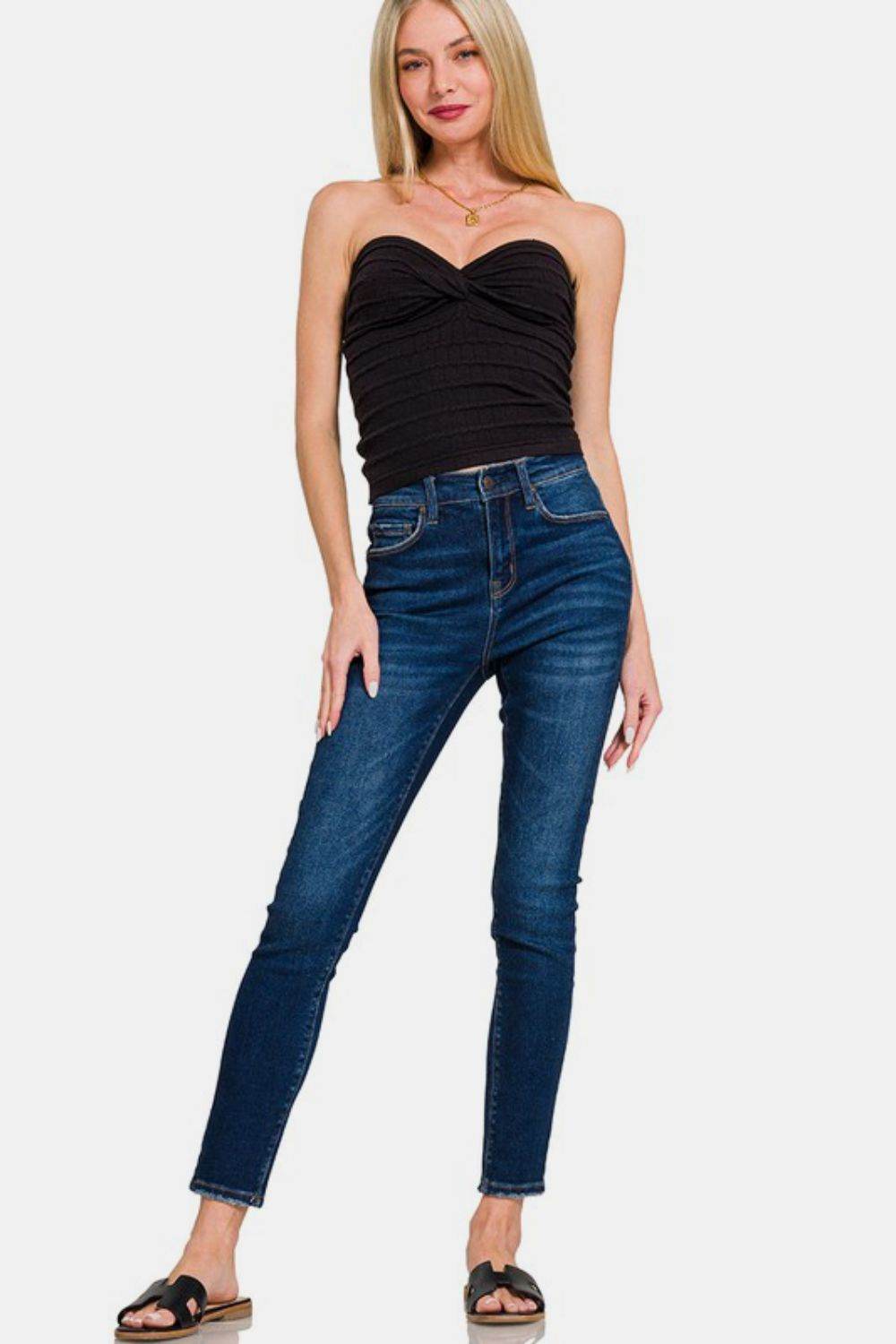 Zenana Ruched Twisted Sweetheart Neck Top - Shop Style & More | Fresh Looks, Everyday Deals & Free Shipping