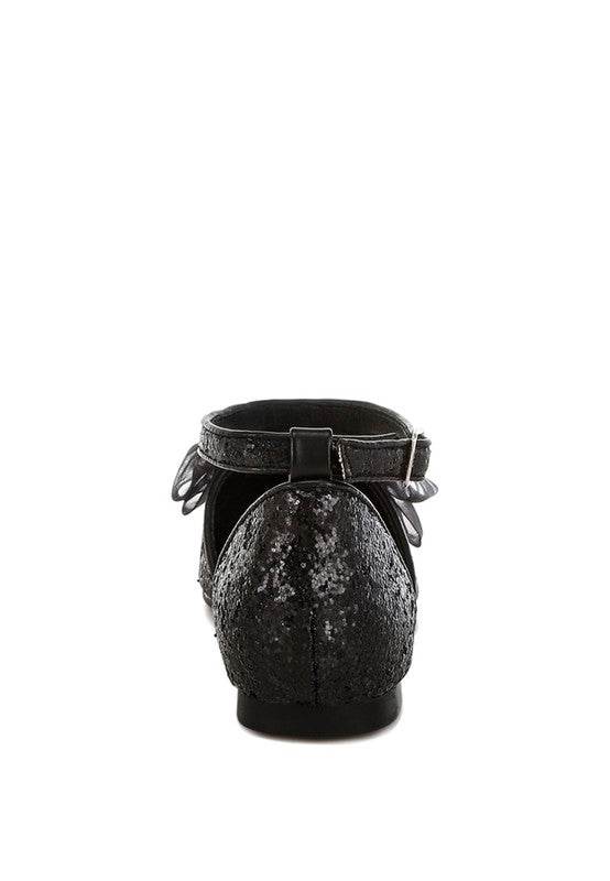 Clarice Sheer Bow Detail Glitter Flat Sandals - Shop Style & More | Fresh Looks, Everyday Deals & Free Shipping