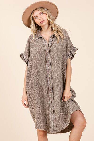 Mittoshop Mineral Wash Cotton Gauze Mini Shirt Dress - Shop Style & More | Fresh Looks, Everyday Deals & Free Shipping