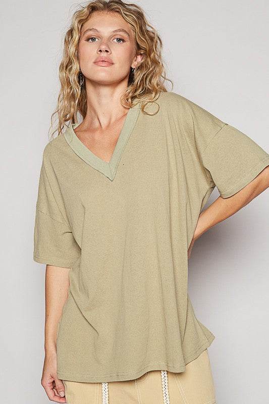 POL V-Neck Half Sleeve T-Shirt - Shop Style & More | Fresh Looks, Everyday Deals & Free Shipping