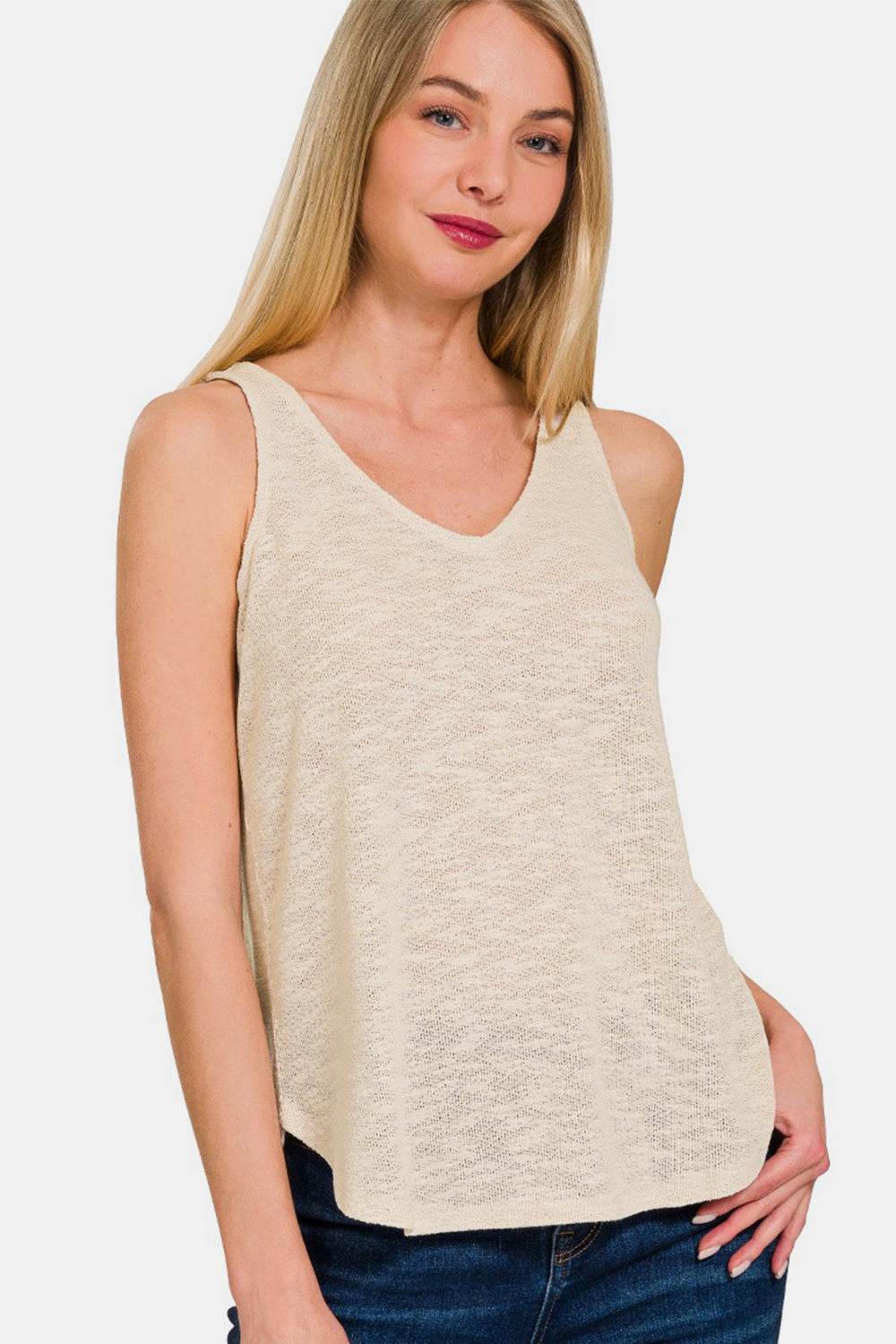 Zenana V-Neck Curved Hem Tank - Shop Style & More | Fresh Looks, Everyday Deals & Free Shipping