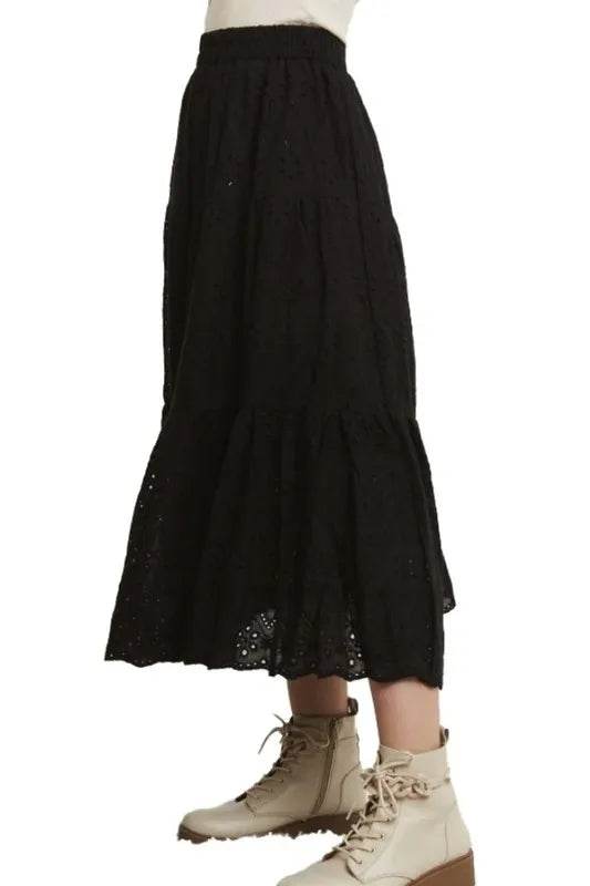 ADORA Elastic Waistband Tiered Midi Skirt - Shop Style & More | Fresh Looks, Everyday Deals & Free Shipping