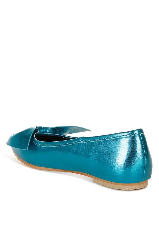 Bromelia Metallic Pleather Bow Ballerinas - Shop Style & More | Fresh Looks, Everyday Deals & Free Shipping