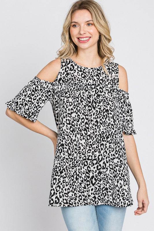Heimish Full Size Leopard Round Neck Cold Shoulder T-Shirt Plus Size - Shop Style & More | Fresh Looks, Everyday Deals & Free Shipping