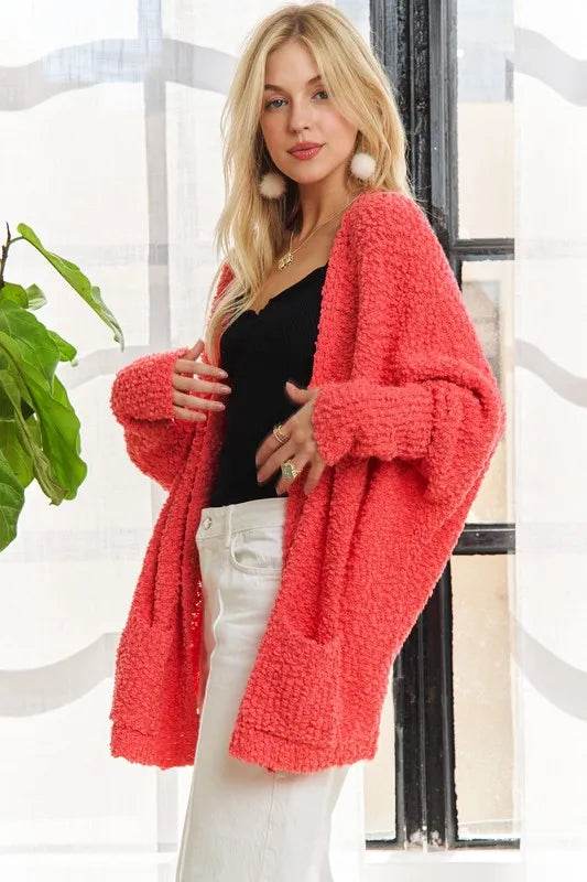 ADORA Popcorn Knit Open Front Long Sleeve Cardigan - Shop Style & More | Fresh Looks, Everyday Deals & Free Shipping