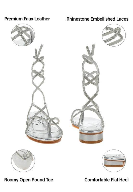 Babbity Rhinestone Embellished Lace-Up Sandals - Shop Style & More | Fresh Looks, Everyday Deals & Free Shipping