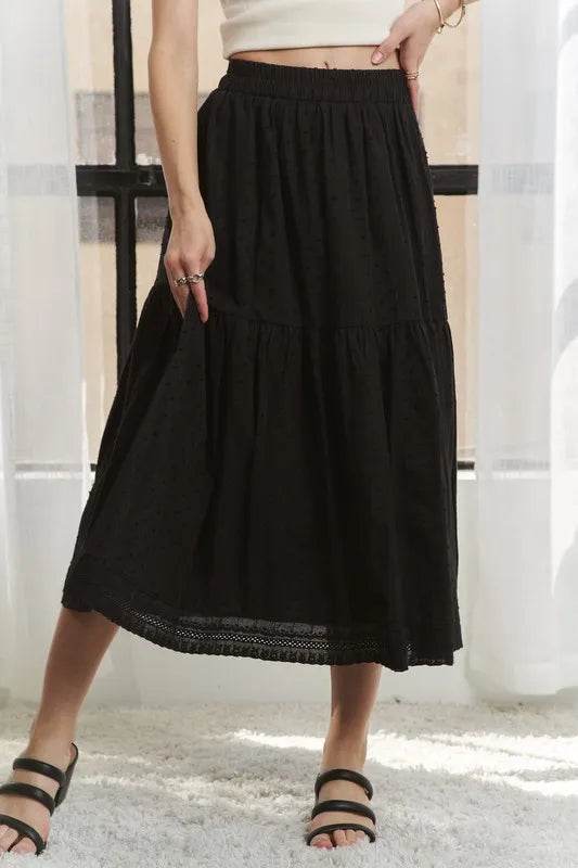 ADORA Elastic Waistband Tiered Midi Skirt - Shop Style & More | Fresh Looks, Everyday Deals & Free Shipping
