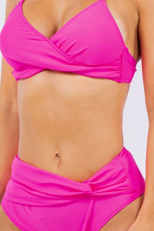 TWO PIECE ROUCHED TOP AND BOTTOM HIGH WAISTED BIKI - Shop Style & More | Fresh Looks, Everyday Deals & Free Shipping