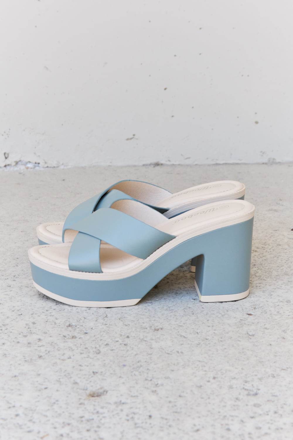 Weeboo Cherish The Moments Contrast Platform Sandals in Misty Blue - Shop Style & More | Fresh Looks, Everyday Deals & Free Shipping