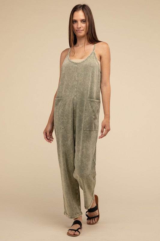 Washed Spaghetti Straps Overalls with Pockets - Shop Style & More | Fresh Looks, Everyday Deals & Free Shipping