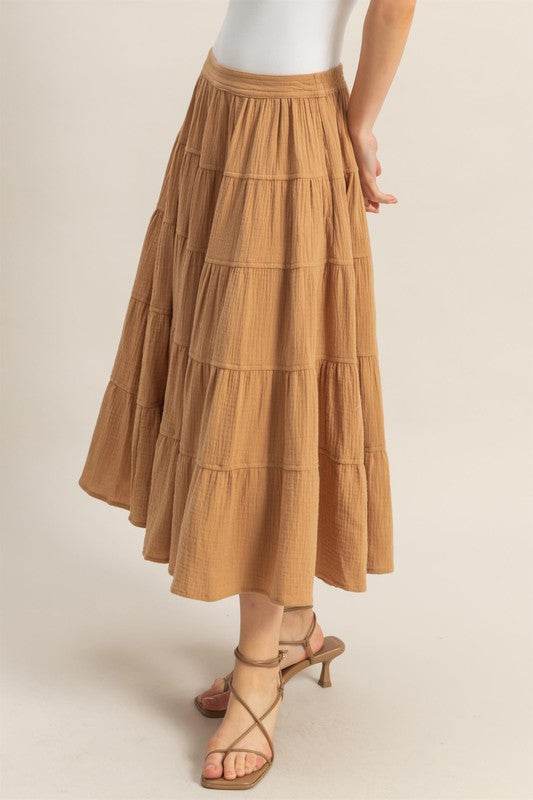 HYFVE Double Gauze Tiered Midi Skirt with Pockets - Shop Style & More | Fresh Looks, Everyday Deals & Free Shipping