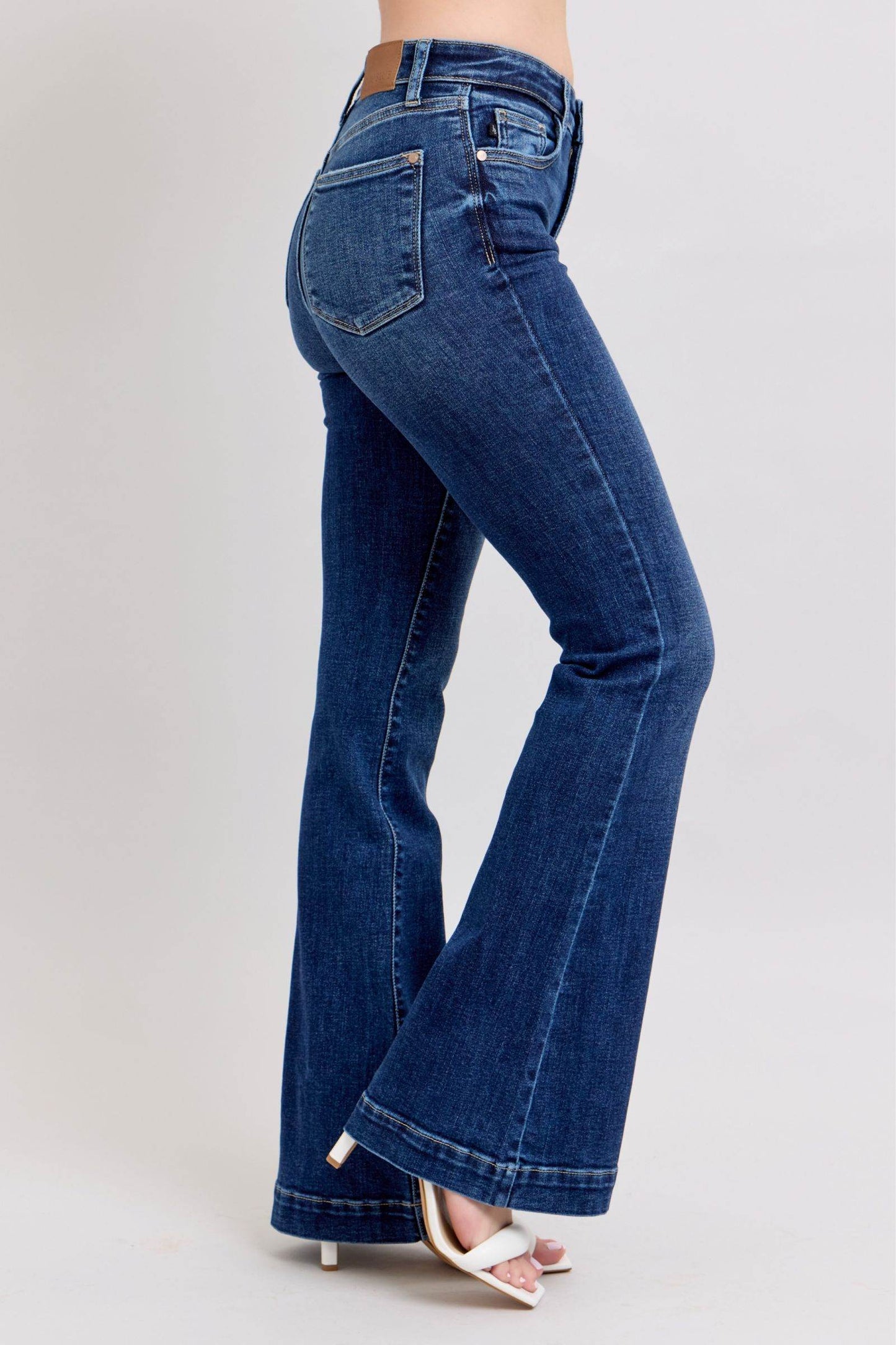 Judy Blue Full Size High Rise Flare Jeans with Pockets Plus Size - Shop Style & More | Fresh Looks, Everyday Deals & Free Shipping