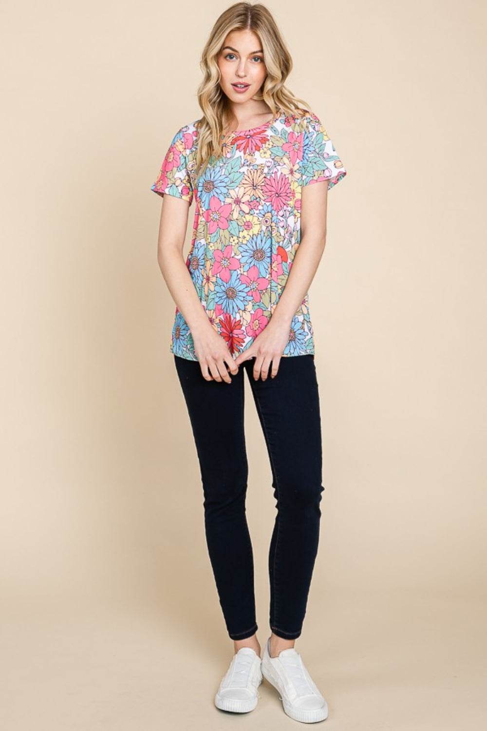 BOMBOM Floral Short Sleeve T-Shirt - Shop Style & More | Fresh Looks, Everyday Deals & Free Shipping