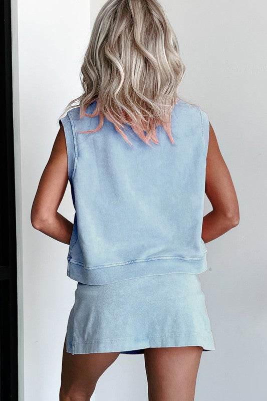 2 Pieces Cotton Tank Top Lined Split Skirt Set - Shop Style & More | Fresh Looks, Everyday Deals & Free Shipping