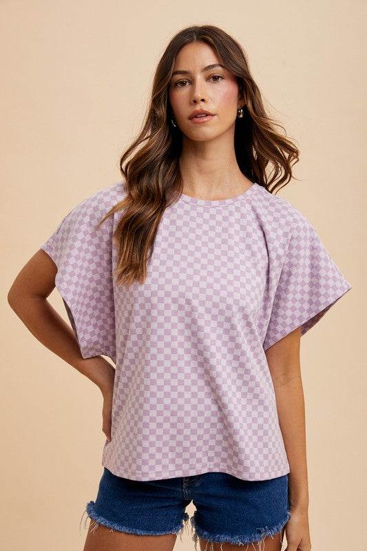 Annie Wear Checkered Round Neck Short Sleeve T-Shirt - Shop Style & More | Fresh Looks, Everyday Deals & Free Shipping