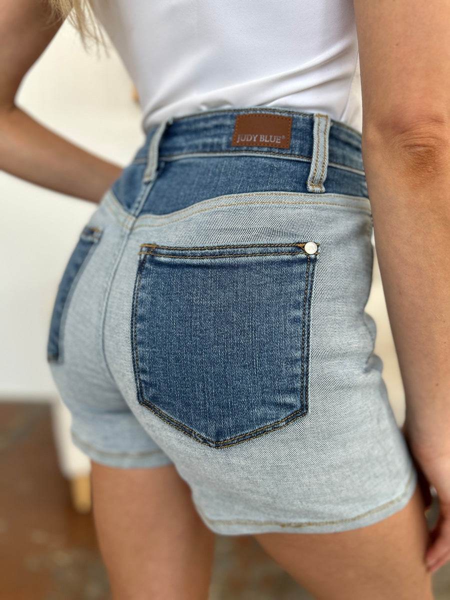 Judy Blue Full Size Color Block Denim Shorts - Shop Style & More | Fresh Looks, Everyday Deals & Free Shipping