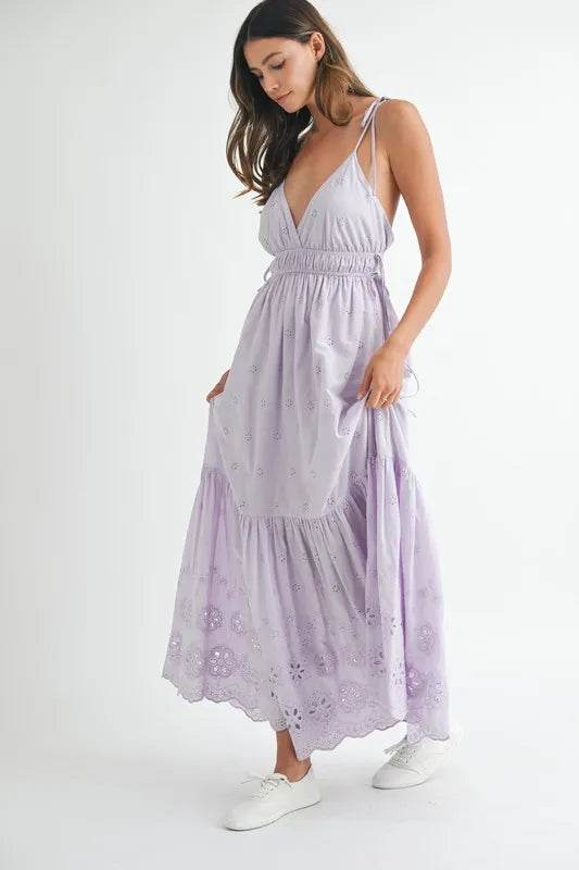 MABLE Eyelet Lace Maxi Dress With Side Strap Details - Shop Style & More | Fresh Looks, Everyday Deals & Free Shipping