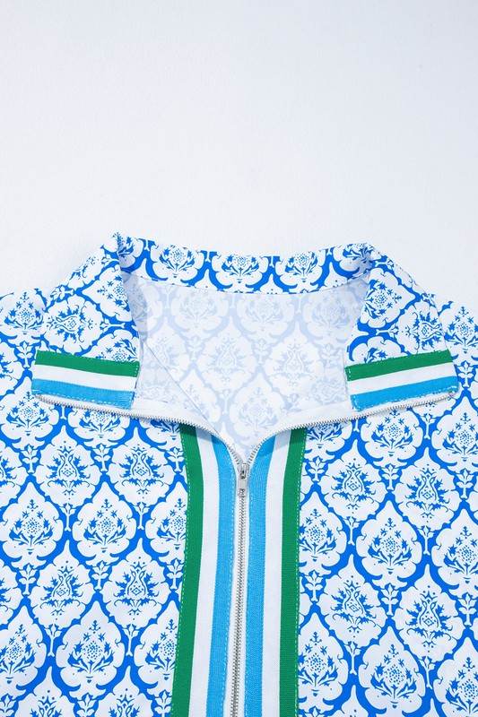 Sky Blue Colorblock Striped Collar Bohemian Print - Shop Style & More | Fresh Looks, Everyday Deals & Free Shipping