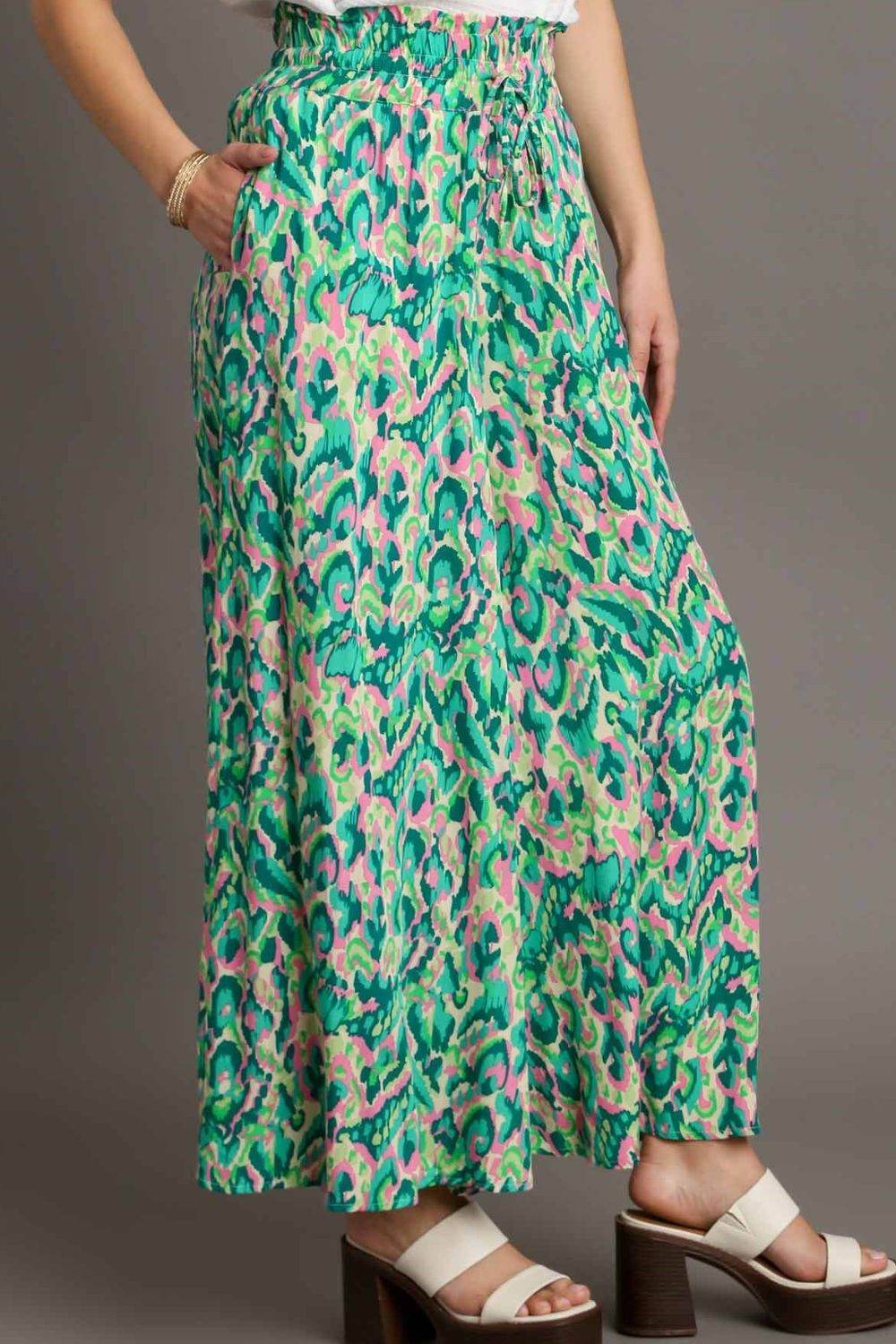 Umgee Full Size Mixed Print High Waist Wide Leg Pants Plus Size - Shop Style & More | Fresh Looks, Everyday Deals & Free Shipping
