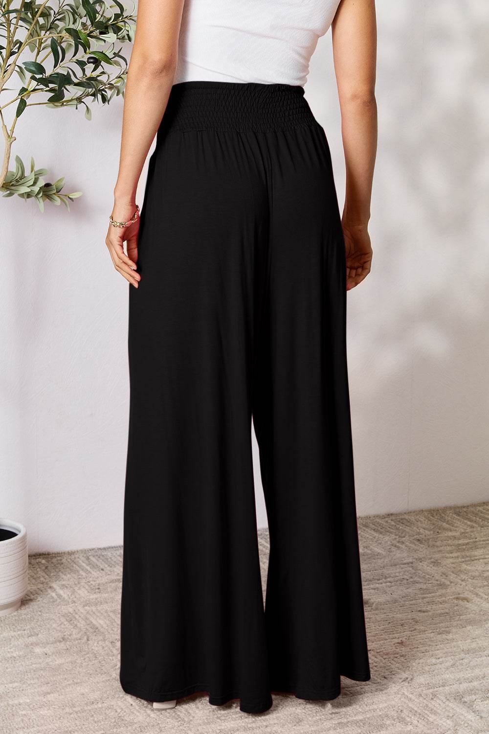 Basic Bae Full Size Smocked Wide Waistband Wide Leg Pants - Shop Style & More | Fresh Looks, Everyday Deals & Free Shipping