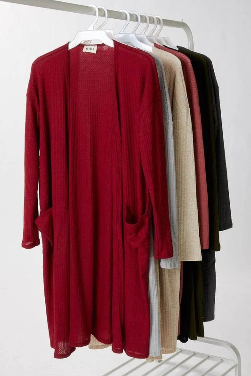 BiBi Pockets Thermal Open Front Cardigan - Shop Style & More | Fresh Looks, Everyday Deals & Free Shipping