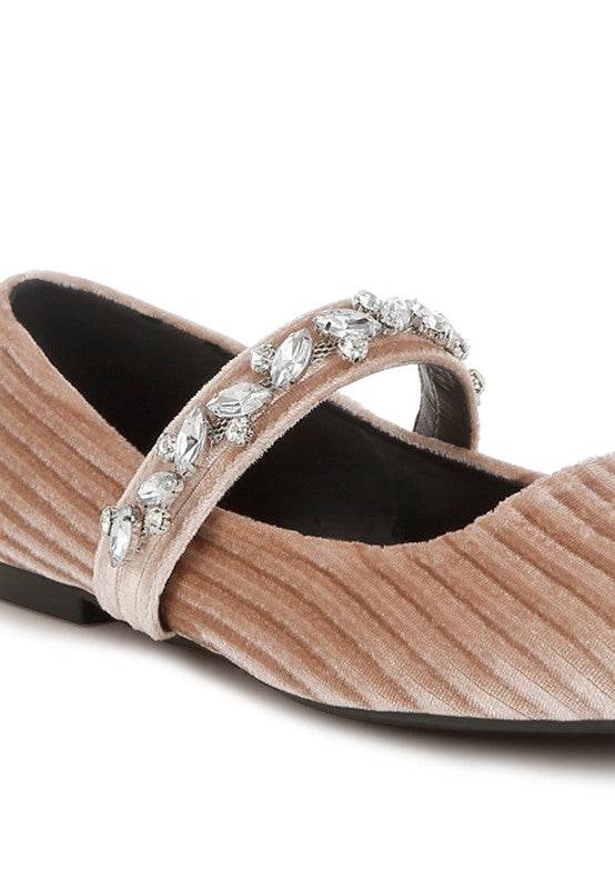Dresden Diamante Brooch Velvet Ballerinas - Shop Style & More | Fresh Looks, Everyday Deals & Free Shipping