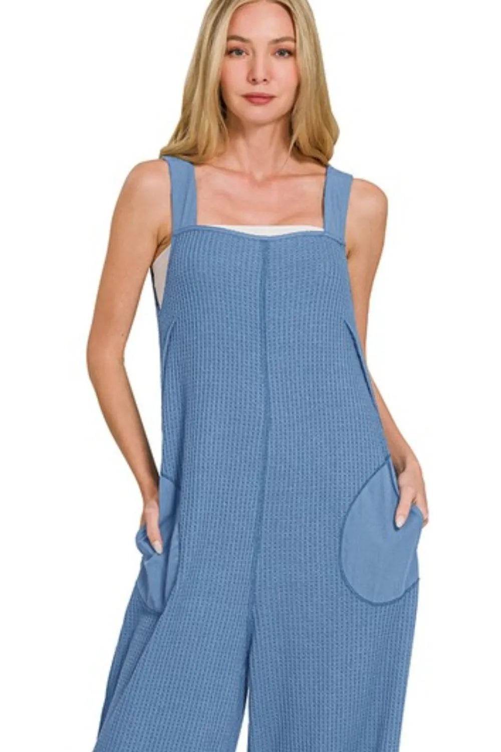 Zenana Knit Waffle Wide Leg Overalls - Shop Style & More | Fresh Looks, Everyday Deals & Free Shipping