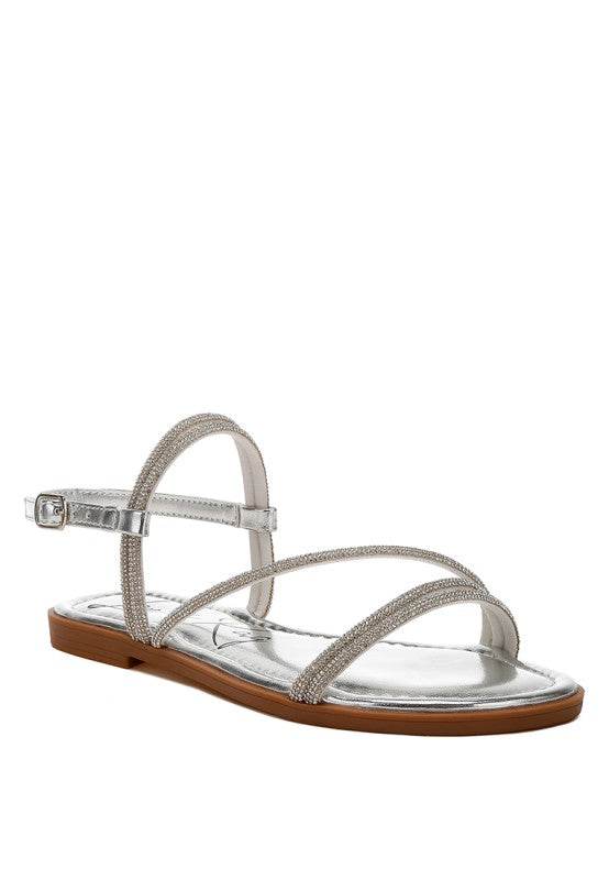 Bawley Rhinestone Strappy Flat Sandals - Shop Style & More | Fresh Looks, Everyday Deals & Free Shipping
