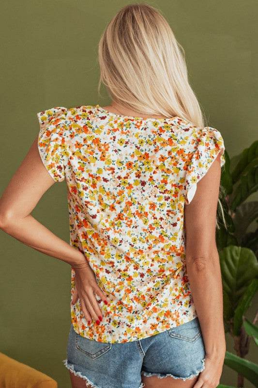 Mikayla Floral Ruffled Sleeveless Tank Top - Shop Style & More | Fresh Looks, Everyday Deals & Free Shipping