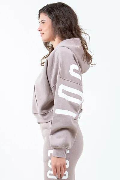 American Bazi Letter Graphic Long Sleeve Drawstring Cropped Hoodie - Shop Style & More | Fresh Looks, Everyday Deals & Free Shipping