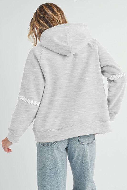 Aemi + Co Lace Detail Drawstring Hoodie with Kangaroo Pocket - Shop Style & More | Fresh Looks, Everyday Deals & Free Shipping