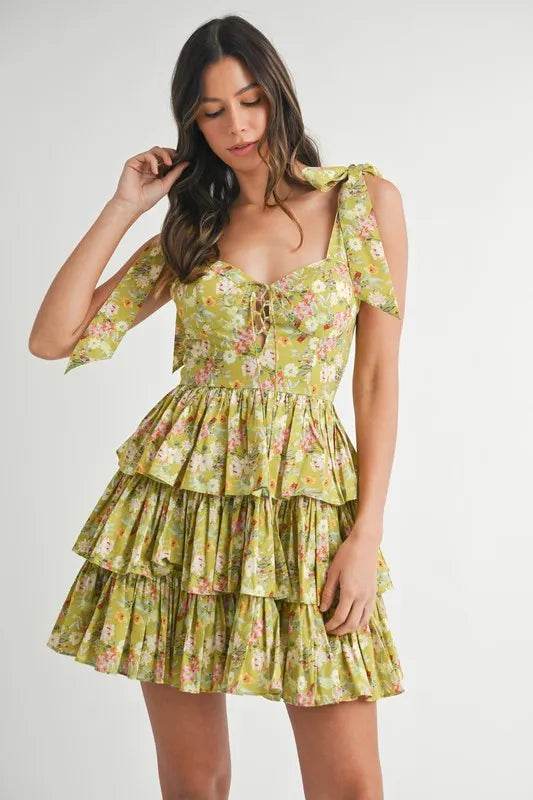 MABLE Floral Print Shoulder Tie Layered Mini Dress - Shop Style & More | Fresh Looks, Everyday Deals & Free Shipping