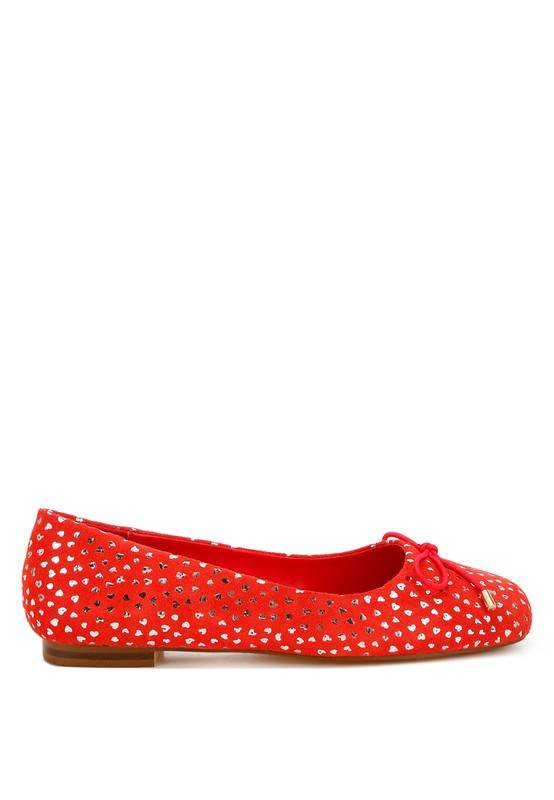Apollon Bow Detail Foil Print Suede Ballerinas - Shop Style & More | Fresh Looks, Everyday Deals & Free Shipping