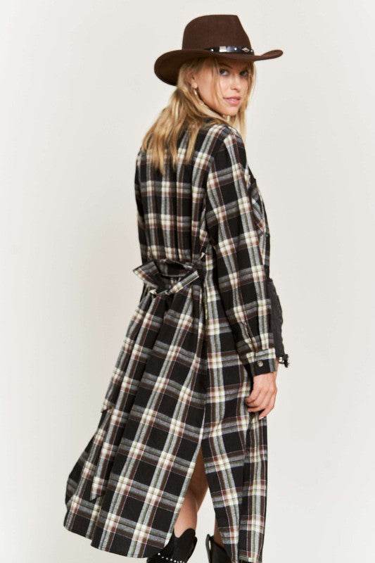 PLAID PRINT COLLAR LONG SHIRT DRESS PLUS - Shop Style & More | Fresh Looks, Everyday Deals & Free Shipping