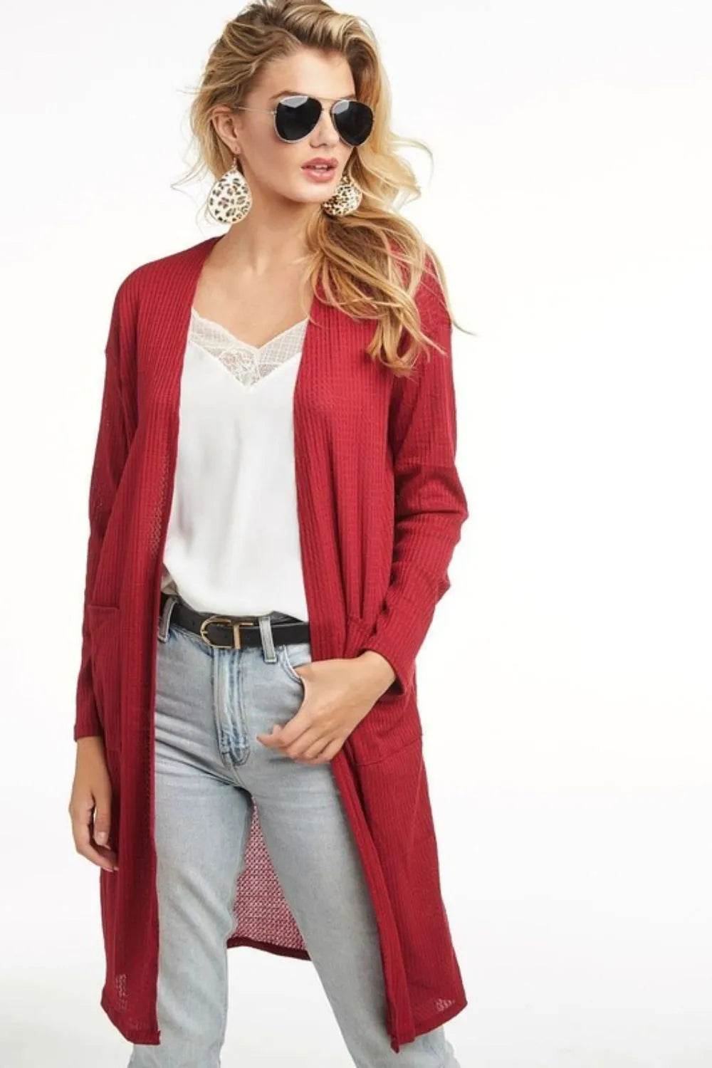 BiBi Pockets Thermal Open Front Cardigan - Shop Style & More | Fresh Looks, Everyday Deals & Free Shipping