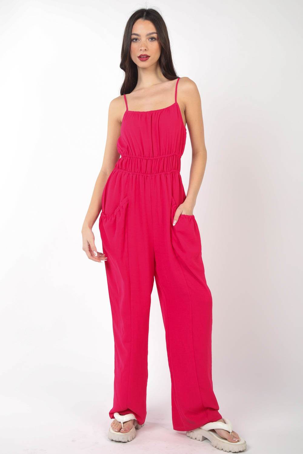 VERY J Pintuck Detail Woven Sleeveless Jumpsuit - Shop Style & More | Fresh Looks, Everyday Deals & Free Shipping