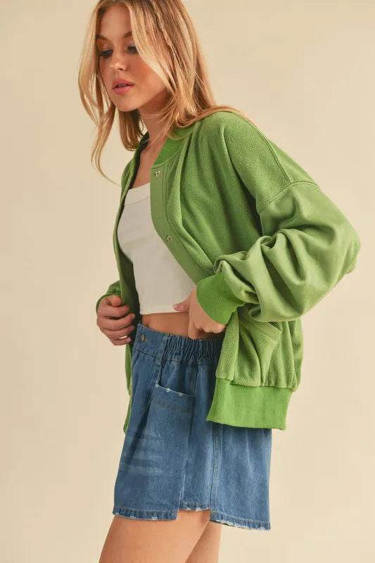 Aemi + Co Snap Down Drop Shoulder Brushed Jacket - Shop Style & More | Fresh Looks, Everyday Deals & Free Shipping