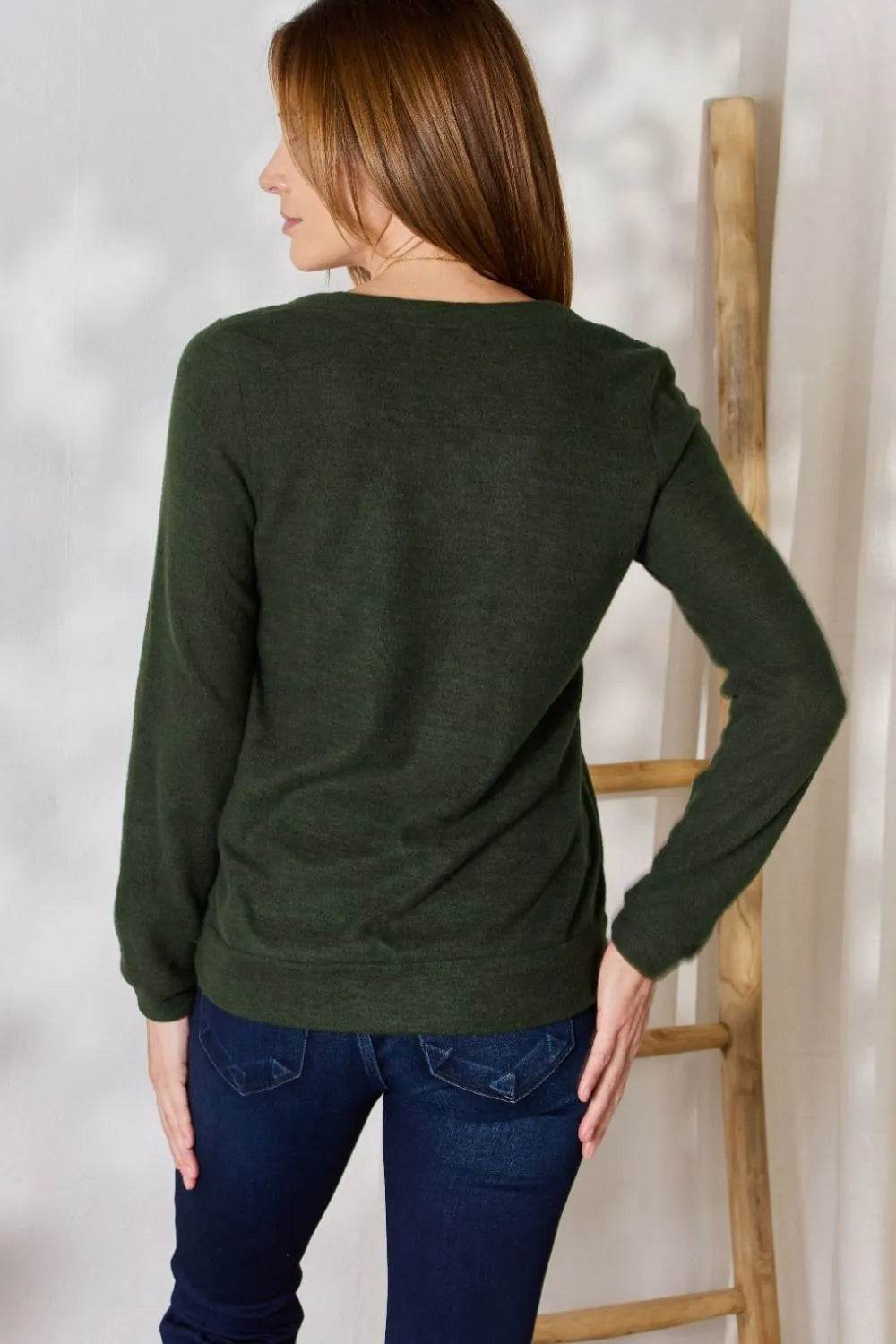 Hailey & Co Full Size Colorblock V-Neck Blouse - Shop Style & More | Fresh Looks, Everyday Deals & Free Shipping