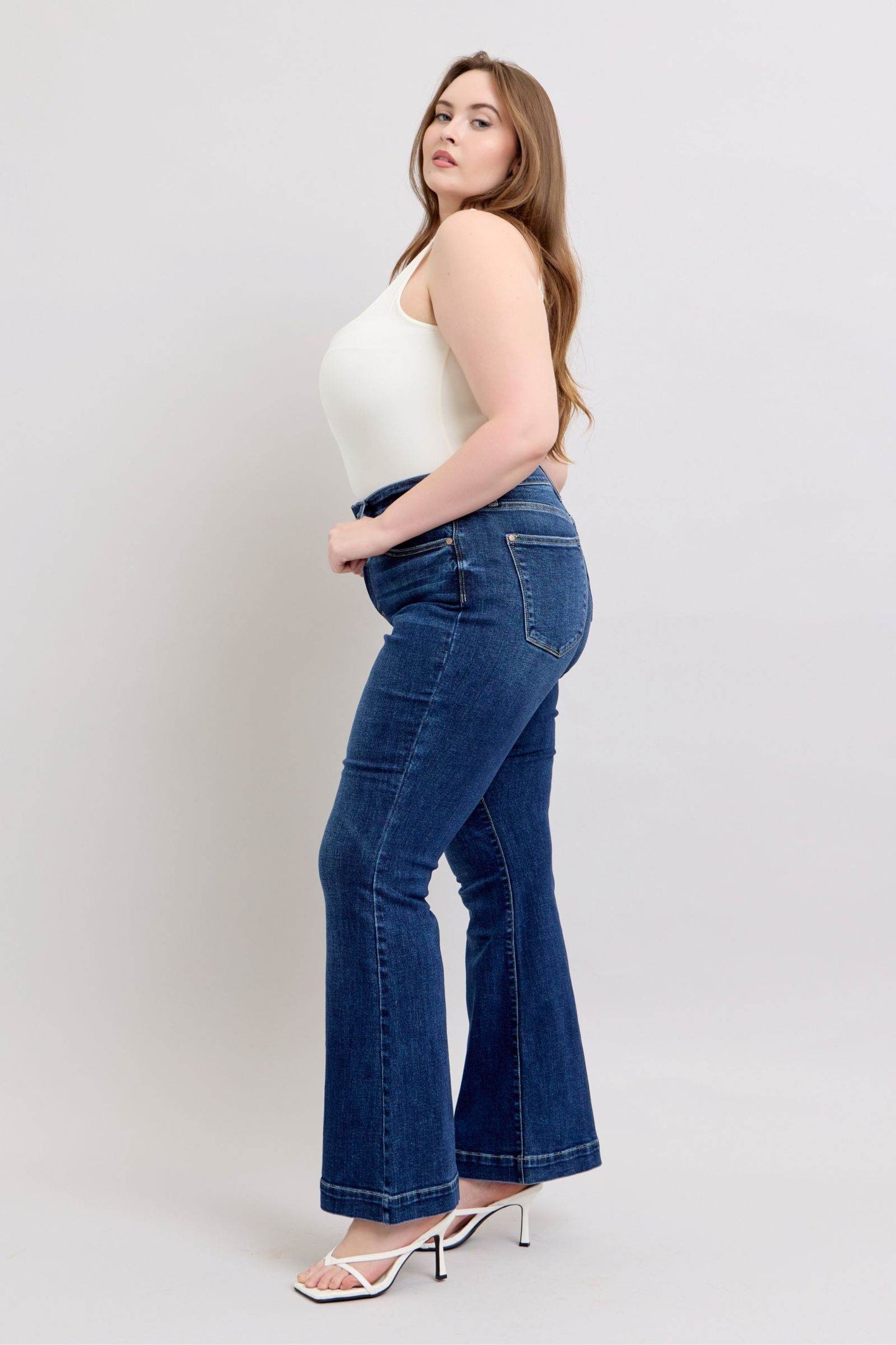 Judy Blue Full Size High Rise Flare Jeans with Pockets Plus Size - Shop Style & More | Fresh Looks, Everyday Deals & Free Shipping