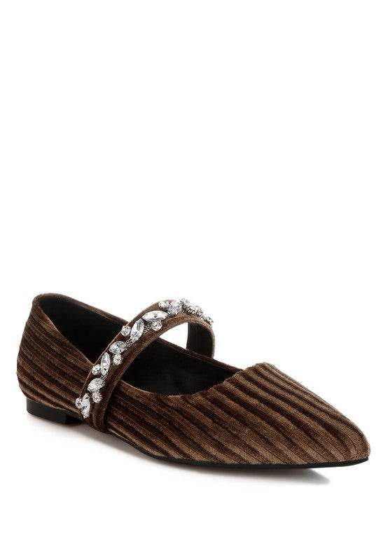 Dresden Diamante Brooch Velvet Ballerinas - Shop Style & More | Fresh Looks, Everyday Deals & Free Shipping