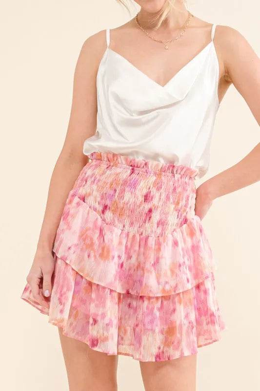 And The Why Printed Lurex Smocked Waist Tiered Skort - Shop Style & More | Fresh Looks, Everyday Deals & Free Shipping