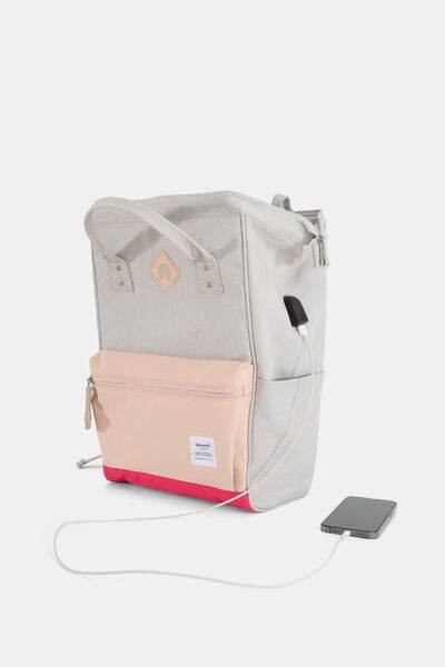Himawari Contrast Waterproof Backpack Bag with External USB Port - Shop Style & More | Fresh Looks, Everyday Deals & Free Shipping